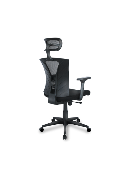 Sillón de oficina BRASILIA, ergonómico, syncro, malla negra, asiento tejido negro