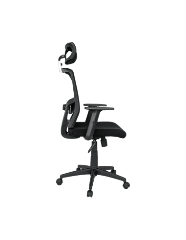 Sillón de oficina ESTAMBUL, ergonómico, basculante, malla negra, asiento tejido negro