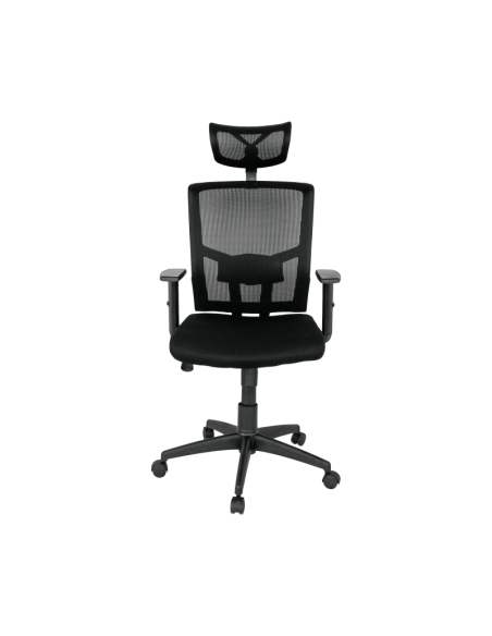 Sillón de oficina ESTAMBUL, ergonómico, basculante, malla negra, asiento tejido negro