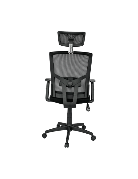 Sillón de oficina ESTAMBUL, ergonómico, basculante, malla negra, asiento tejido negro