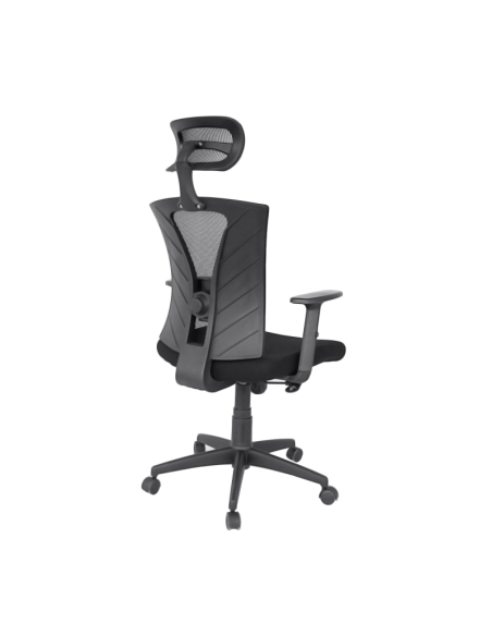 Sillón de oficina SHANGHAI, ergonómico, basculante, malla negra, asiento tejido negro