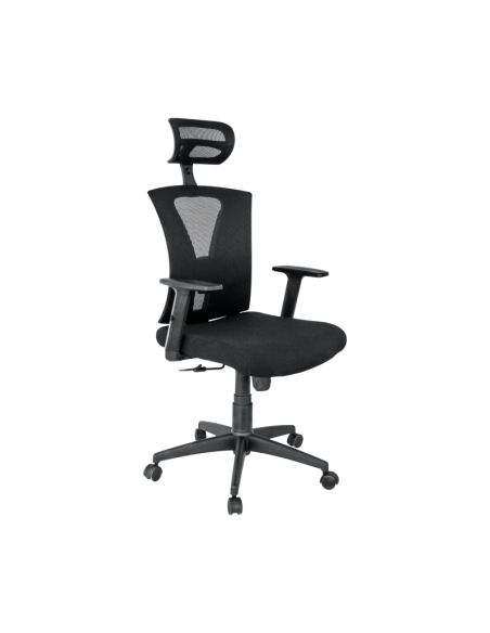 Sillón de oficina SHANGHAI, ergonómico, basculante, malla negra, asiento tejido negro