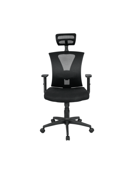 Sillón de oficina SHANGHAI, ergonómico, basculante, malla negra, asiento tejido negro