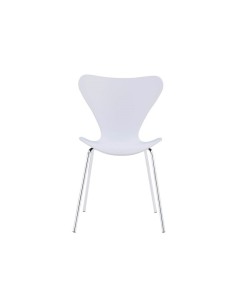 Silla JACOB, apilable, madera lacado blanco, cromada.