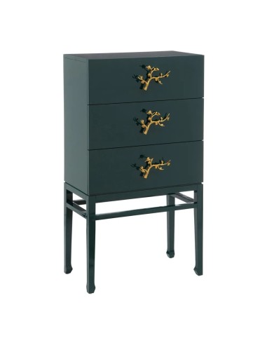 ARMARIO "CABINET" VERDE MADERA ABETO 70 X 38 X 130, tiradores oro