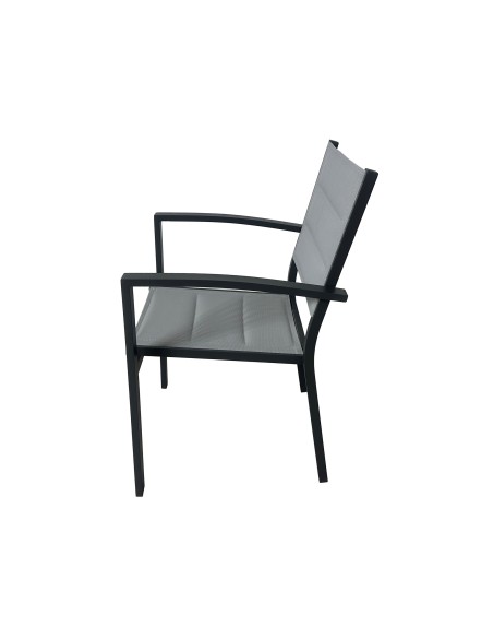 SILLA exterior de Jardín Banje, ALUMINIO Y TEXTILINE ACOLCHADO GRIS