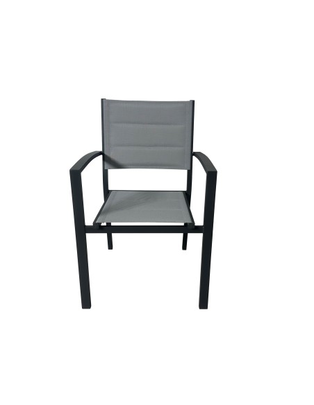 SILLA exterior de Jardín Banje, ALUMINIO Y TEXTILINE ACOLCHADO GRIS