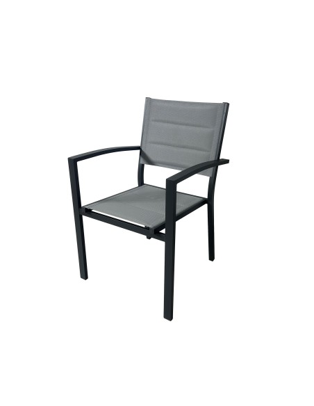 SILLA exterior de Jardín Banje, ALUMINIO Y TEXTILINE ACOLCHADO GRIS