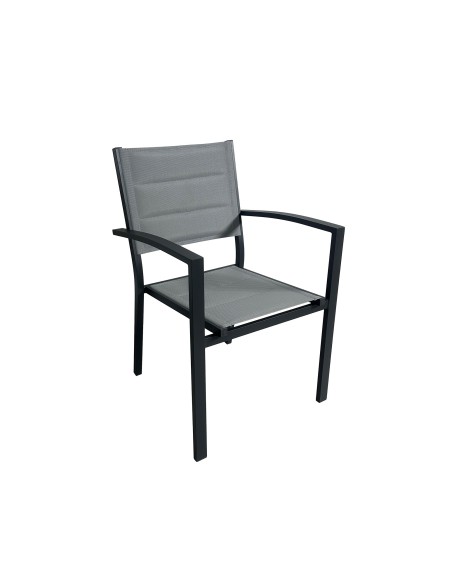 SILLA exterior de Jardín Banje, ALUMINIO Y TEXTILINE ACOLCHADO GRIS