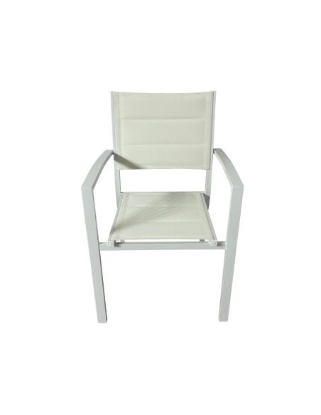 SILLA exterior de Jardín Sirley, ALUMINIO Y TEXTILINE ACOLCHADO BLANCO