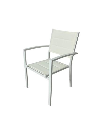 SILLA exterior de Jardín Sirley, ALUMINIO Y TEXTILINE ACOLCHADO BLANCO
