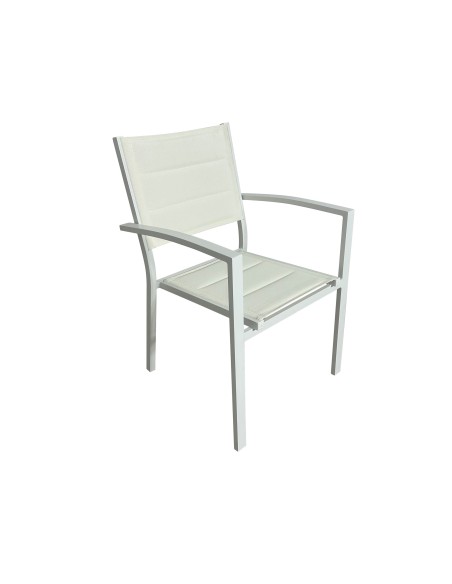 SILLA exterior de Jardín Sirley, ALUMINIO Y TEXTILINE ACOLCHADO BLANCO