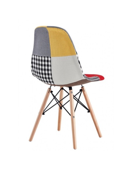 Silla icónica TOWER PATCH, madera, tejido patchwork