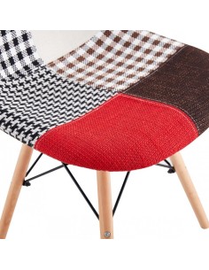 Silla icónica TOWER PATCH, madera, tejido patchwork 2