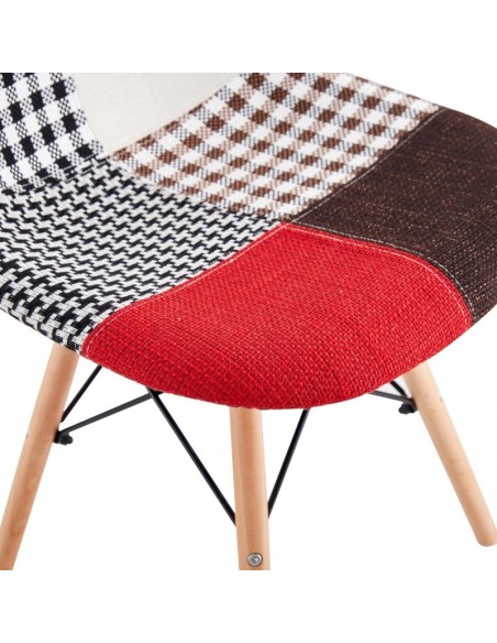 Silla icónica TOWER PATCH, madera, tejido patchwork