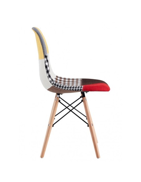 Silla icónica TOWER PATCH, madera, tejido patchwork