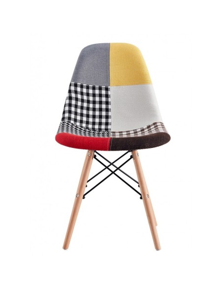 Silla icónica TOWER PATCH, madera, tejido patchwork
