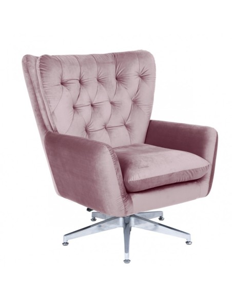 Sillón QUEBEC, giratorio, regulable, tapizado velvet rosa