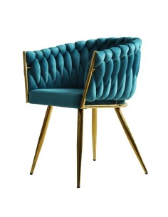 Silla con brazos EGIO, metal, cromado dorado, tapizado...