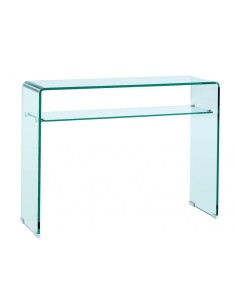 Consola recibidor de diseño moderno Adana, cristal curvado de 15mm, 100x33 cms 2