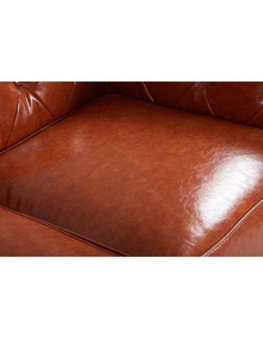 Sofá CHESTER, 2 lugares, imitação de couro cognac