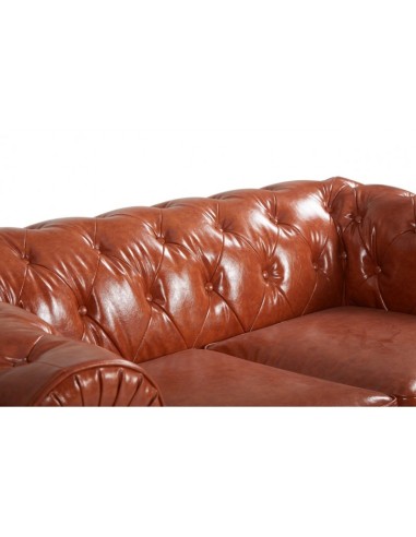 Sofá CHESTER, 2 lugares, imitação de couro cognac