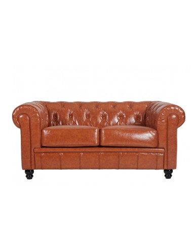 Sofá CHESTER, 2 plazas, similpiel cognac
