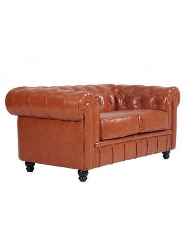 Sofá CHESTER, 2 plazas, similpiel cognac