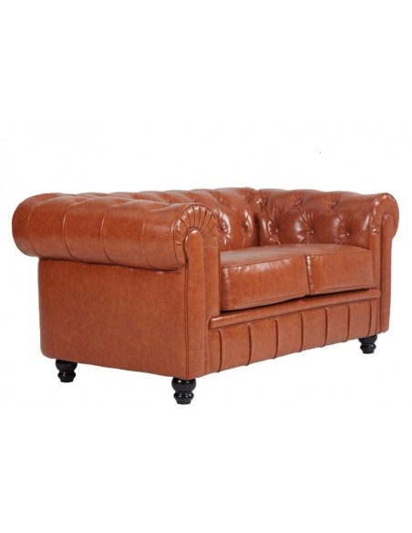 Sofá CHESTER, 2 plazas, similpiel cognac