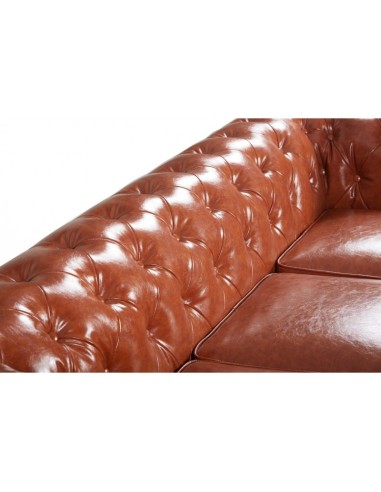 Sofá CHESTER, 3 plazas, similpiel cognac