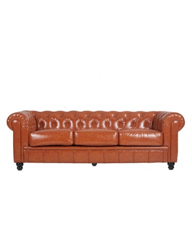 Sofá CHESTER, 3 plazas, similpiel cognac