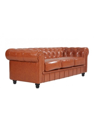 Sofá CHESTER, 3 plazas, similpiel cognac
