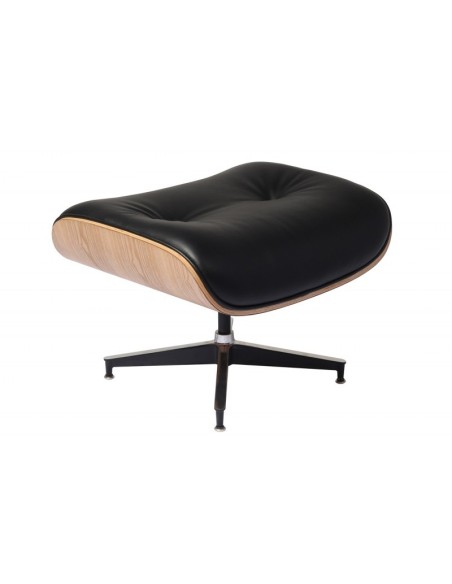 Sillón Lounge Chair, similpiel negro, madera acabado fresno