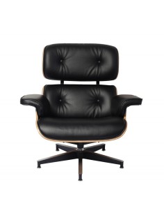Poltrona Lounge chair, imitação de couro preto, madeira... 2