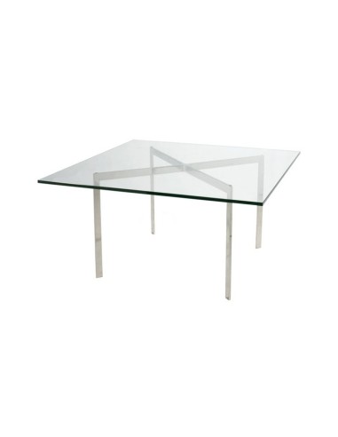 Mesa cuadrada de centro Barcelona 102 x 102, cristal y acero inox