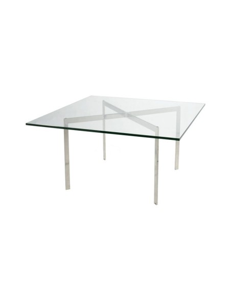 Mesa cuadrada de centro Barcelona 102 x 102, cristal y acero inox