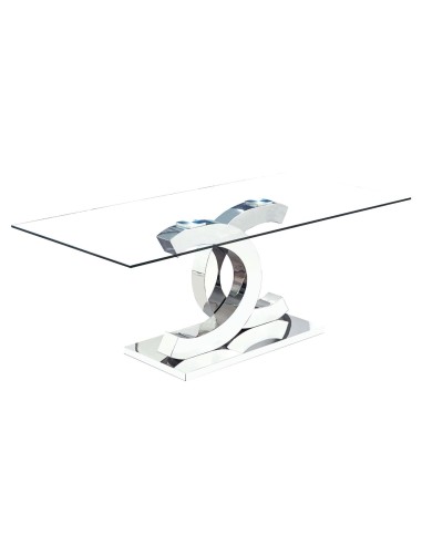 Mesa de centro CHANEL 110 x 60, vidro, inox