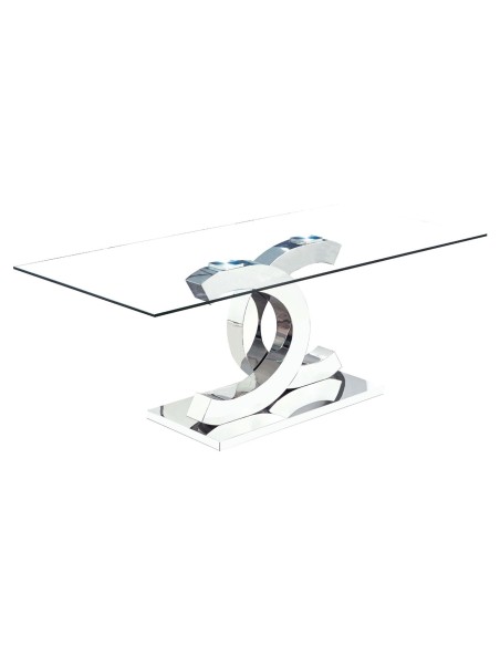 Mesa de centro CHANEL 110x60, cristal, inox