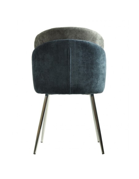 Cadeira Wonder, estofamento combinado em chenille azul e cinza