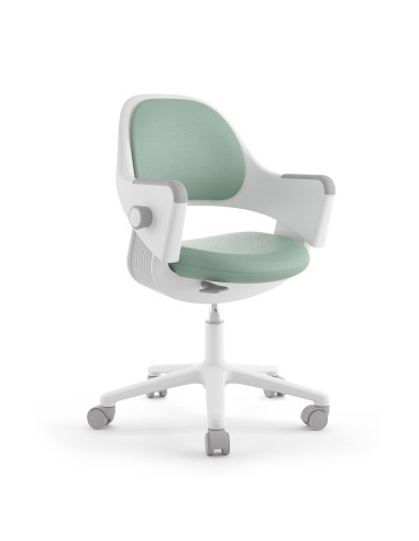 Silla de escritorio infantil evolutiva Ringo, ergonómica, ecopiel verde