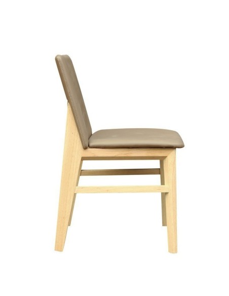 Silla nórdica TALVIYO, madera de haya, natural, similpiel marrón