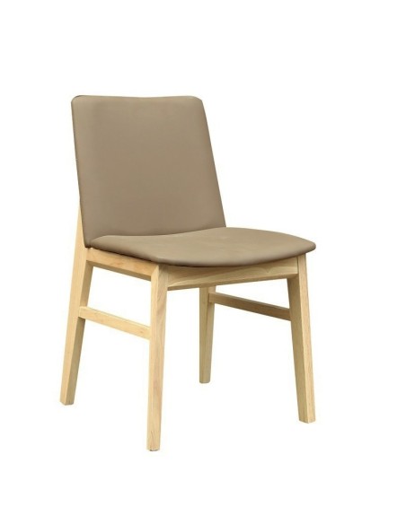 Silla nórdica TALVIYO, madera de haya, natural, similpiel marrón