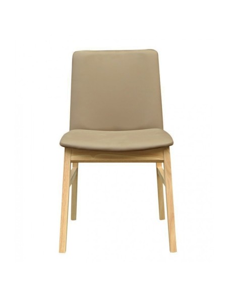 Silla nórdica TALVIYO, madera de haya, natural, similpiel marrón