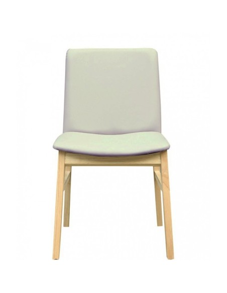 Silla nórdica TALVIYO, madera de haya, natural, similpiel gris