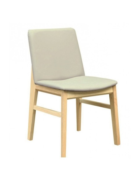 Silla nórdica TALVIYO, madera de haya, natural, similpiel gris