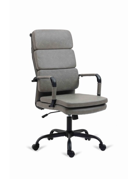 Silla de oficina SOFT CROSS, Eco piel Gris y metal negro mate