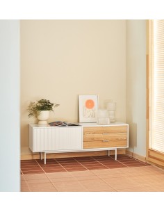 Móvel TV TEULAT Sierra 140x40, Branco e Carvalho. 2