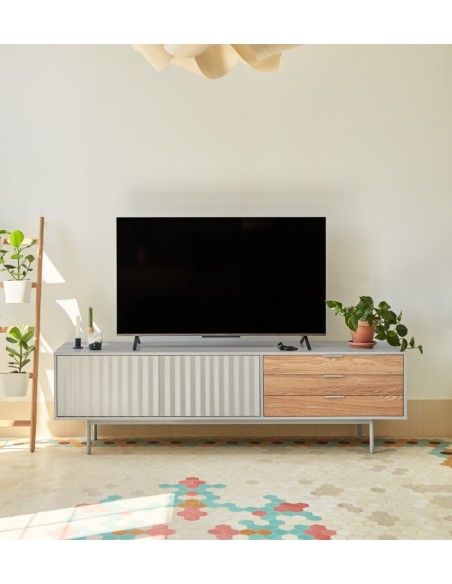 Teulat gabinete TV Sierra 180x40, lacado cinza e carvalho