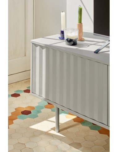 TEULAT Mueble TV Sierra 180x40, GRIS CLARO y ROBLE