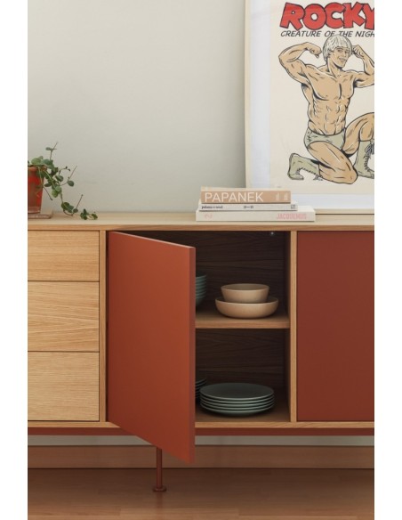 Teulat APARADOR minimalista YOKO 180x45,COLOR TEJA/ROBLE